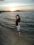 Amber on Maenam Beach at sunset