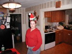 Amber wearing Santa hair thingy