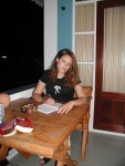 Amber writing in her journal at Bungalow