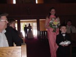 Amber & Xav down aisle