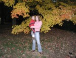 Erik and Mom - fall leaves