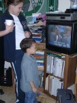 Erik watching himself on TV