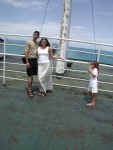 Teera and Amber on ferry with Gabriel